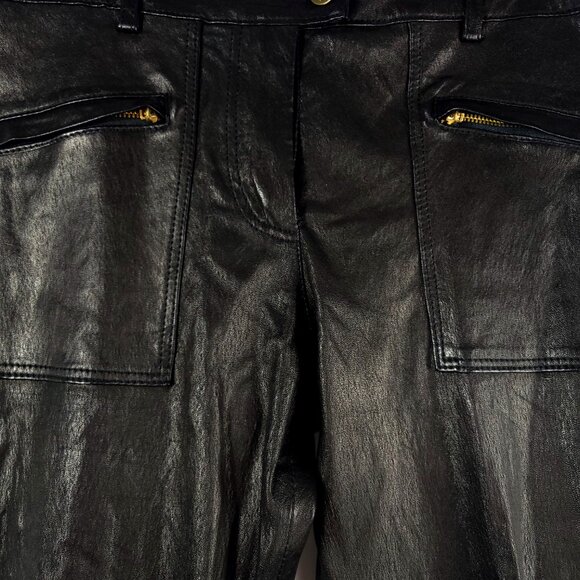 J.Crew Collection Genuine Leather Moto Pants Black Size 8 HO13 Style 04328 - Picture 9 of 13